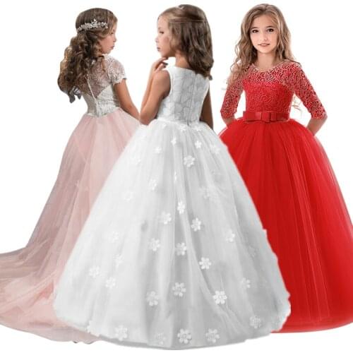 Elegant Princess Dress Flower Girls Wedding Evening Children Clothing Kids Dresses for Girls Party Prom Gown 6 8 10 12 14 Years