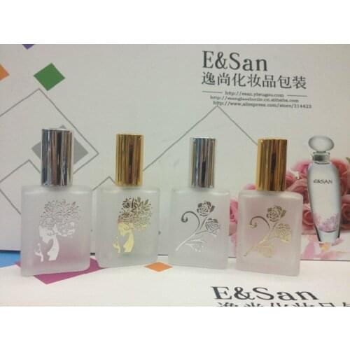 FX52TJ-15MLRefillable Flat Square Glass Bottle Bronzing Frosted Spray Packing Bottle 100PCS/LOT