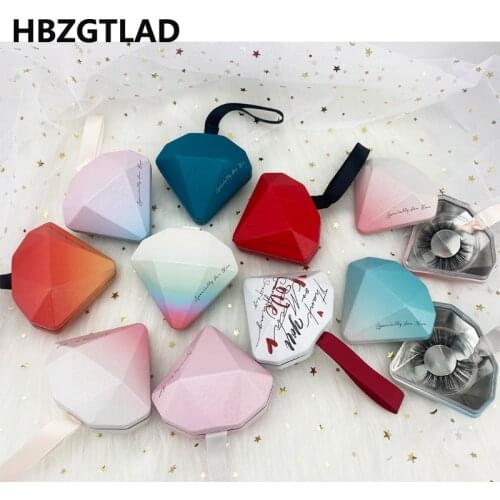 HBZGTLAD 10/20/30 Wholesale Custom Logo Diamond False Eyelashes Packing Box Three-dimensional Tinplate Eyelash Box Empty Box