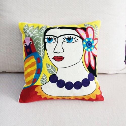 Cotton Nordic Mythology Character Embroidered Square Pillow Cover Cushion Case Sofa Chair Cushion Cover 45x45cm Without Stuffing