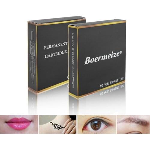 Boermeize 10PCS Tattoo Needles Permanent Makeup Cartridge For Electric Machine Pen Eyebrow Lip 1R/3R/5R/7R/9R