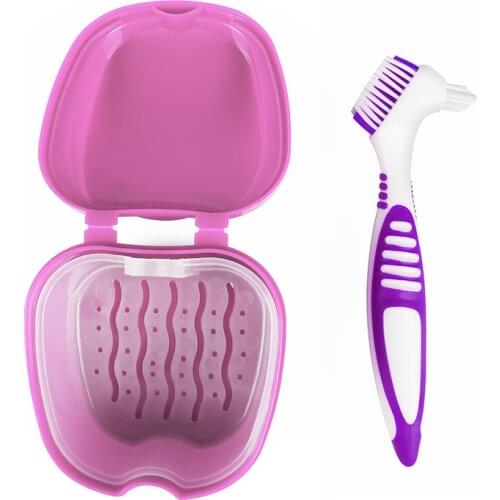 Denture Bath Box Organizer Dental False Teeth Storage Box with Hanging Net Container Cleaning Teeth Cases Artificial Tooth Boxes