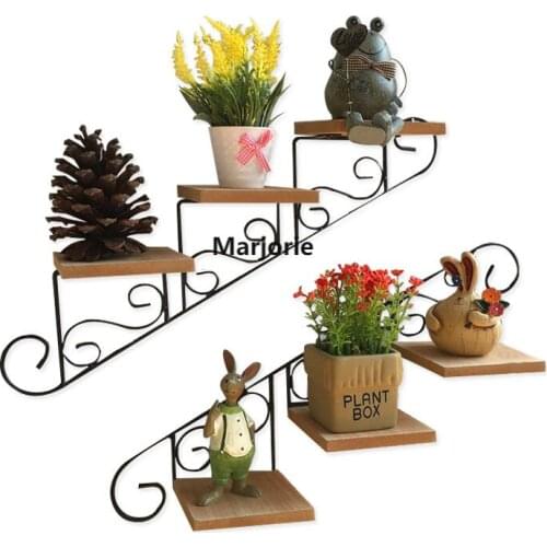 American Country Pastoral Creative Staircase Modeling Cafe Clothing Store Wall Decoration Flower Shelf Shelf Wall Hanging