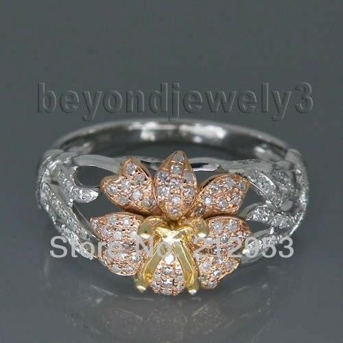 Round 5mm Solid 18Kt Multi Tone Two Tone Engagement Ring Settings, Diamond Fine Jewelry SR352A