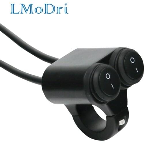 LMoDri Universal 7/8" Handlebar Motorcycle Double Control Switch Electric Bike Dual Button Switches For Headlight Indicator 12V