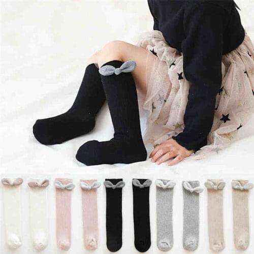 Cute Toddler Baby Girls Cotton Warm Lovely Bow Stockings Knee Tight Socks