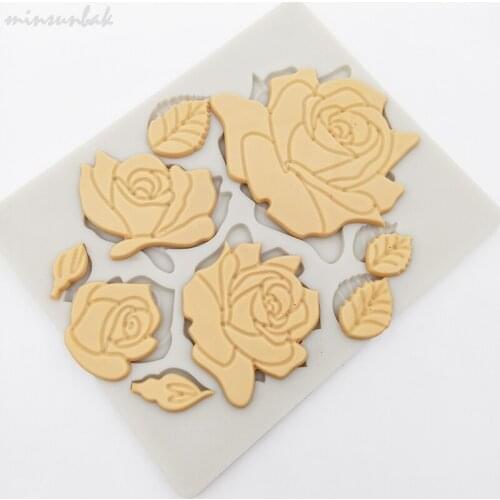 Minsunbak Rose Flower Silicone Mold Wedding Cake Decoration Fondant Tool DIY Chocolate Gumpaste Mold