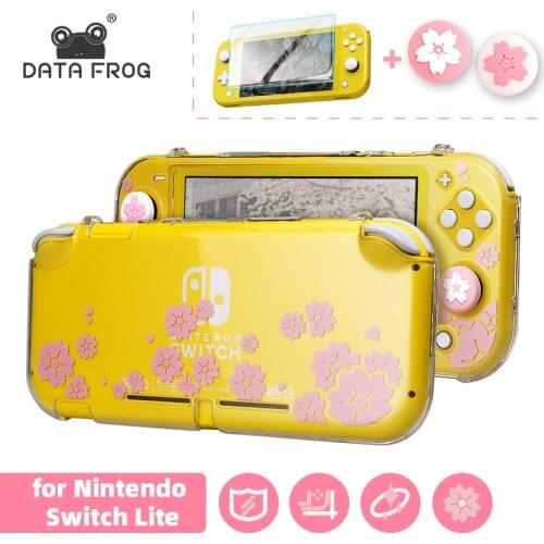 DATA FROG Non-Slip Transparent Protective Cover For Switch Lite Cherry Blossom Shell For Nintendo Switch Lite Console Accessorie