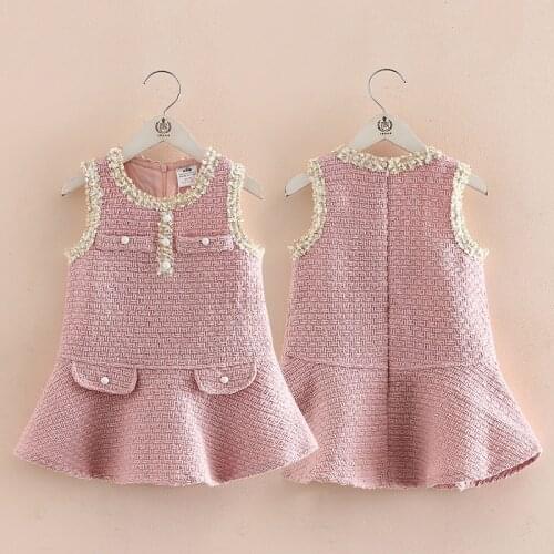 New Baby Winter Girls Warm Clothes Kids Pink Vest Princess Dress Free Shipping