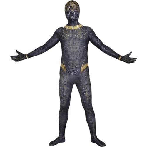 New Black Panther Cosplay Costume Superhero Zentai Suit Halloween Men Boys Bodysuit Adults Kids