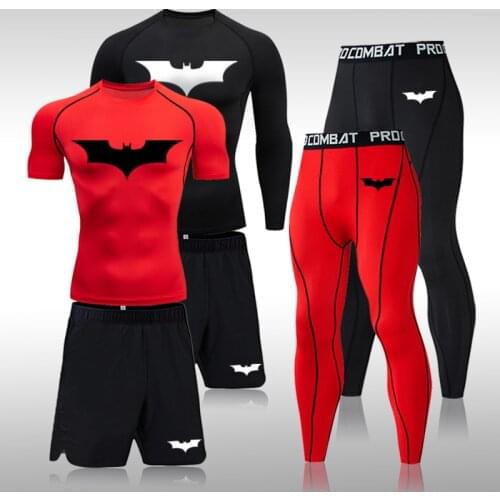 Gym clothing mens compression dry tights long-sleeved T-shirt running shorts sports underwear New winter Jogging 3-pce set suit