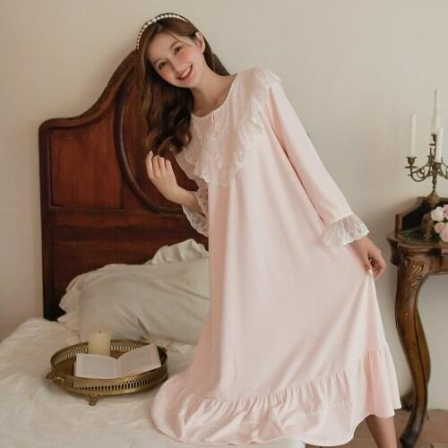 Autumn and Winter Thickened Japanese Princess Style Sweet and Lovely Flannel Nightdress Coral Fleece Warm Household Clothes