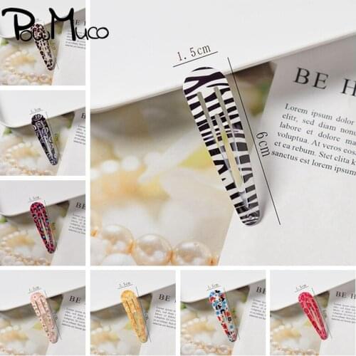 Powmuco 1.5*6 CM Lovely Sweet Printed Girls Bangs Barrette Simple Leopard Pattern BB Clips Princess Hairpins Clothing Ornaments