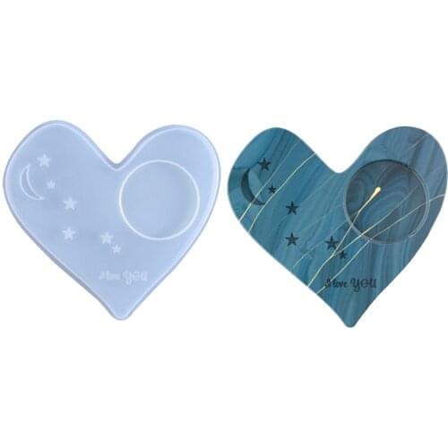 DIY Crystal Epoxy Mold Love Heart Shape Star Candle Holder Coaster Candle Holder mold Making Tool manual Crafts Epoxy Mold