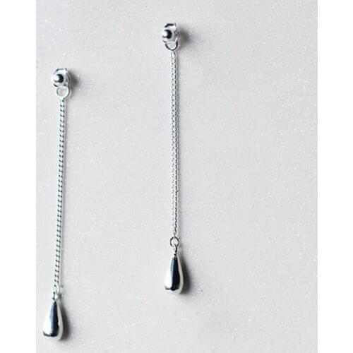 Real. 925 Sterling Silver jewelry Angel tears Waterdrop &Lucky Bead Long Dangle Earrings Drop shipping GTLE1393