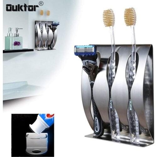 Bathroom Stainless Steel Toothbrush Holder Hook Self-Adhesive Creative Tooth Brush Organizer Box Bathroom Accessories