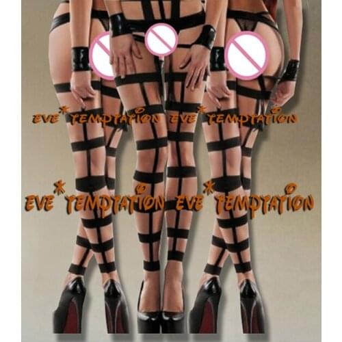 Sexy pantyhose tights hosiery Lenceria Stockings Panty hose moonight badydoll intimates underwear+PVC handcuffs+G-string A260