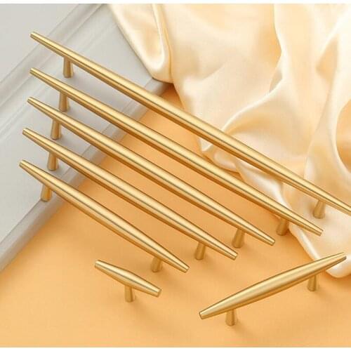 Modern Solid Brass Cabinet Handles INS Gold Cupboard Long Pulls Drawer Knobs Diy Furniture Handle Hardware