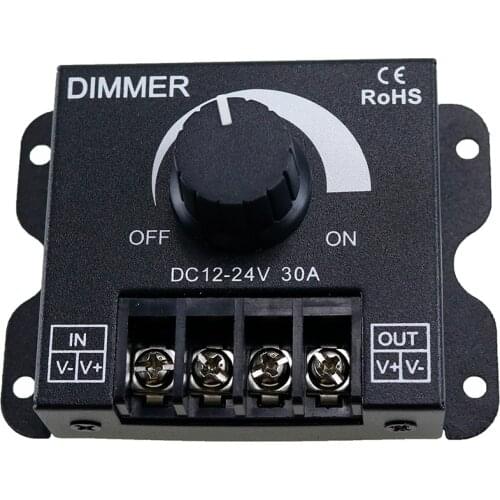 30A LED Dimmer DC 12V 24V 360W Adjustable Brightness Lamp Bulb Strip Driver Single Color Light Power Supply Controller 5050 3528