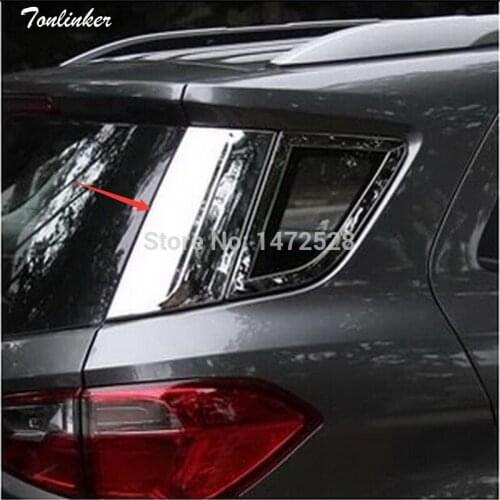 Tonlinker 2 PCS DIY Car Styling NEW ABS Chrome Decorative Lights Rear Window Frame Case stickers for Ford Ecosport 2013 2014