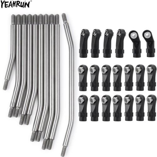 YEAHRUN Stainless Steel 313mm Wheelbase Link Rod with Ball End Linkage Kit For 1/10 Axial SCX10II 90046 RC Car Upgrade Parts