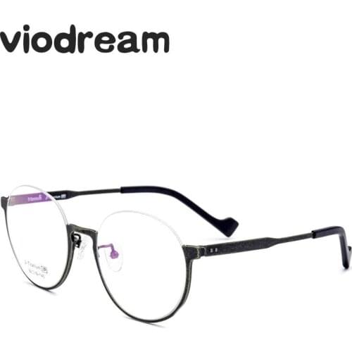 Viodream 100% Pure Titanium Retro Electroplating Glasses Frame Old Color style Half Spectacle Optical Frame Oculos De Grau 709