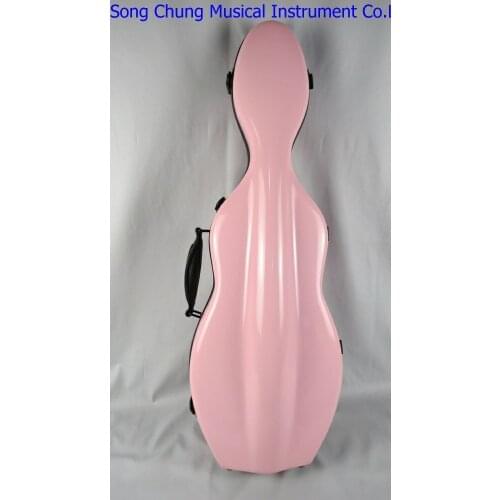 High Quality glass fiber pink 4/4 violin case,two bows holders