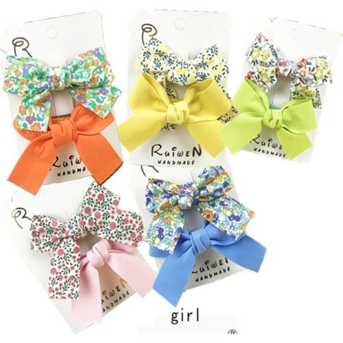 2Pcs/set Cotton Linen Leopard Printed Bowknot Hair Clips For Cute Girls Barrettes Safty Hairpins Headwear Kids Hair Accessories