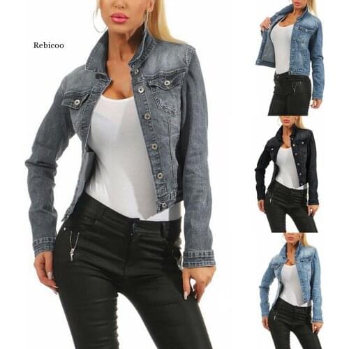 Women Coat Denim Jackets Blue Autumn Denim Jackets Women Jeans Single Breasted Denim Coats Female Feminine Clothing