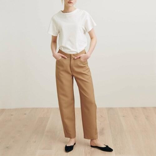 Women Pants Nordic Style Designer Silhouette High Waist Curved Design Casual Twill Trousers Streetwear