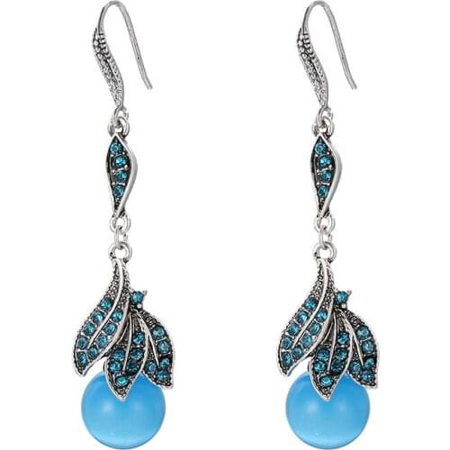 YaYi Jewelry Fashion Multi-Color Milk Stone Opal Rhinestone Dangle Crystal Women Silver Color Wear Ear Hook Stud Tassel Earrings