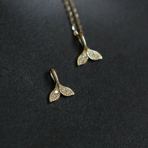 Customized Mermaid tail shape pure 9K GOLD NECKLACE PENDANT elegant temperament Mini K gold pendant female