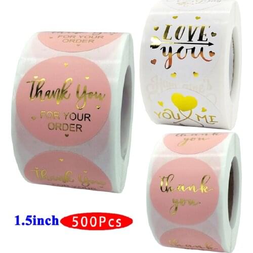 1.5inch 500Pcs Holographic Cute Thank You Stickers Support My Small Business Handmade Love Order Aesthetic Scrapbook Seal Label