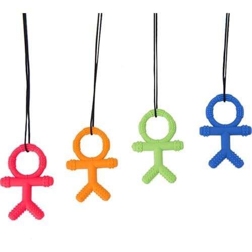 1PC Cartoon Baby Teether Silicone Necklace Molar Stick Children Chew Pendant Toy Baby Lanyard Villain Chew