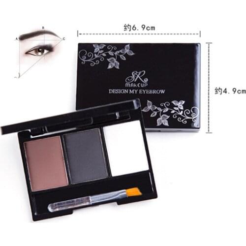 3 Color Eyebrow Powder Palette Cosmetic Brand Eye Brow Enhancer Professional Waterproof Makeup Eye Shadow With Brush Mirror Box