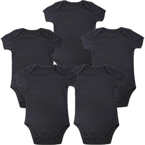 5 Pcs/lot Babys Sets black White Baby Bodysuit Blank Unisex Baby Clothes Short Sleeve Summer Clothing Set Boy Girl Clothes