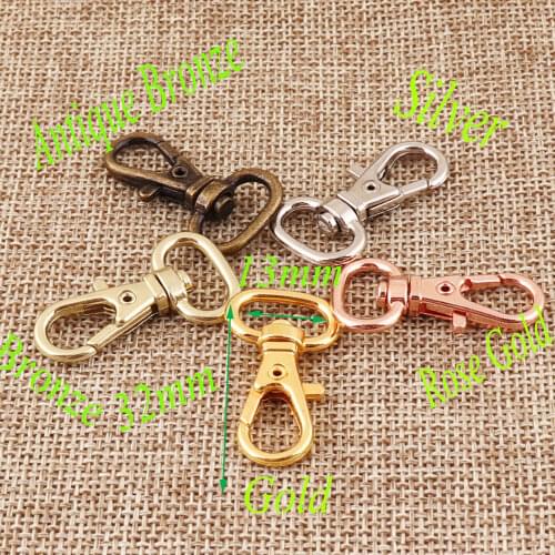 50 PCS Lobster Swivel Clasps Gold Rose Gold Bronze Silver Antique bronze Hook Clasps Claws Carabiner Handbag Snap Purse Hook
