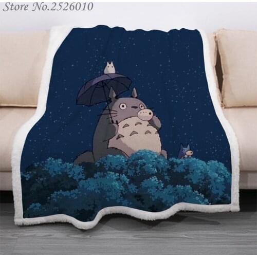Throw blanket Anime Totoro 3D Velvet Plush Blanket Bedspread For Kids Girls Sherpa Blanket Couch Quilt Cover Travel 12