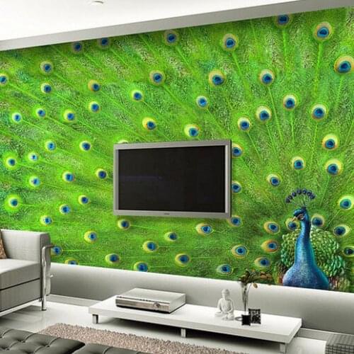 Large mural entrance wall of the living room TV background wall paper peacock bedroom 3D Custom Size