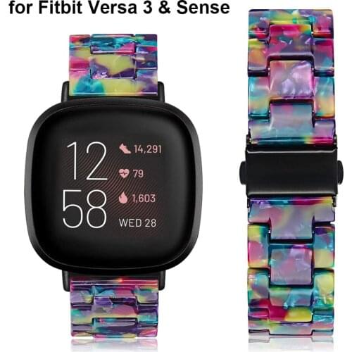 Colorful Strap for Fitbit Versa 3 Bands for Women Men Replacement Resin Bracelet for Fitbit Sense Watchband with Metal Buckle