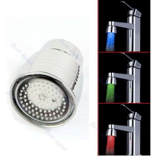 Temperature Sensor 3 Color Kitchen Water Tap Faucet RGB Glow Shower LED Light