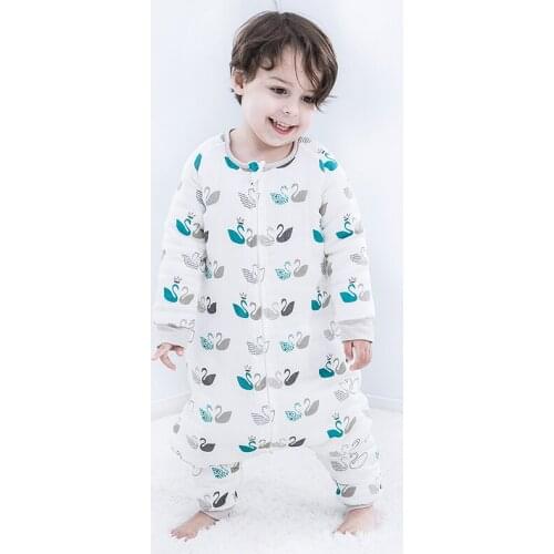 Baby sleeping bag with bamboo cotton gauze split leg in autumn winter thin(0-6years old)clip cotton anti - kicking swaddled