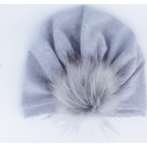 Cotton newborn Baby Girl Hat with faux pompom Candy Color Baby turban Cap for Girls Elastic Infant baby photography props