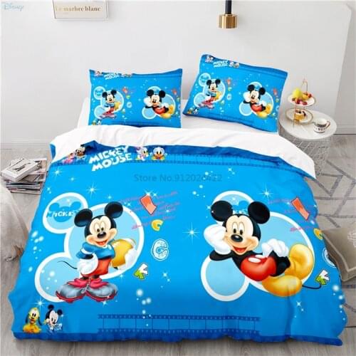 New Blue Disney Mickey Mouse Duvet Cover Set Pillowcase Twin Queen King Boys Girls 3d Bedding Sets Children Bed Linen Bedclothes