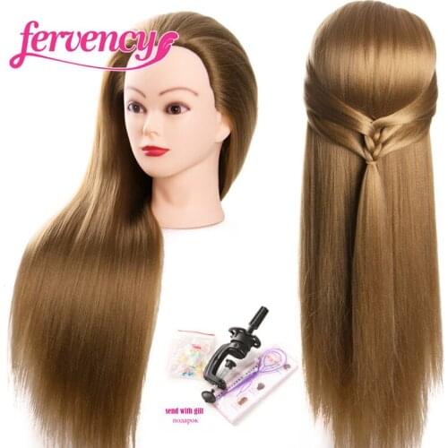 Synthetic Mannequin Head Dolls for Hairdressers 65 cm heat resistant hair Hairstyles Female Hairdressing Styling Training Head