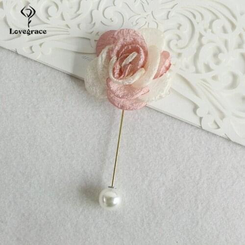Lovegrace Dropship Double Color Fabric Flower Wedding Boutonniere Men Suit Boutonniere for Wedding Artificial Flower