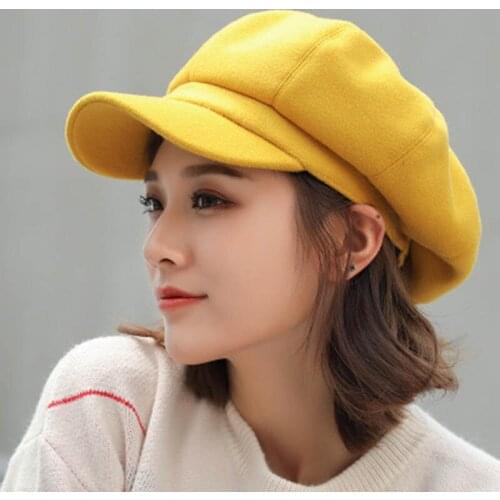 Fashion Solid Woolen Octagonal Cap Hats Female 8 Colors Autumn Winter Stylish Artist Painter Newsboy Caps Beret Hats 2020 New