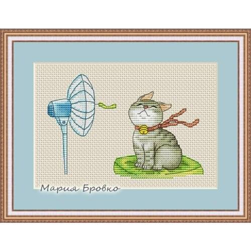 GG Counted Cross Stitch Kit Fan blowing a fan Handmade Needlework For Embroidery 14ct Cross Stitch