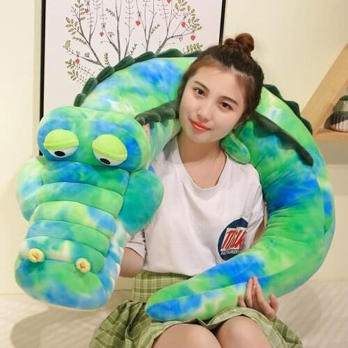 New Big Size Crocodile Lying Section Plush Pillow Mat Plush Crocodile Soft Stuffed Animal Toy Cartoon Plush Dolls Kids Girl Gift
