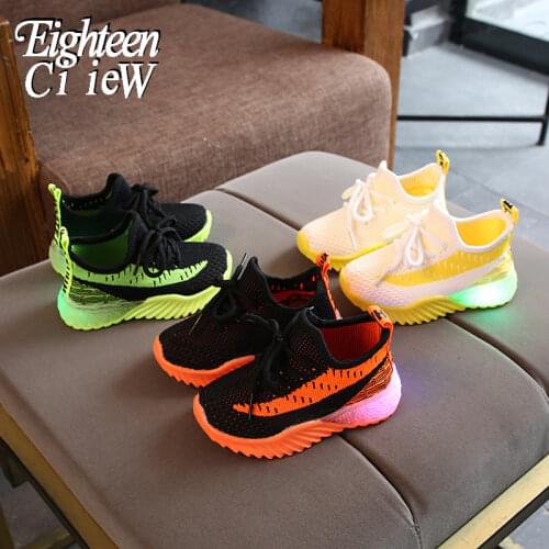 2019 Autumn Kids Led Shoes chaussure enfant Air Mesh Breathable Childrens Shoes with Light Boys and Girls LED Lights Sneakers